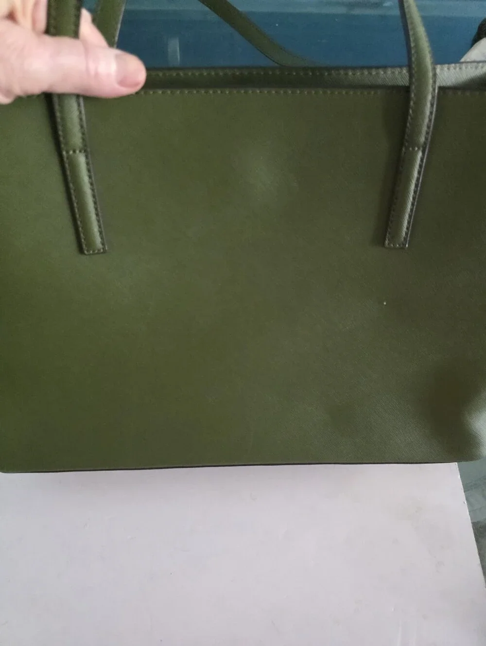 New kate spade Olive Green Saffiano Leather Tote